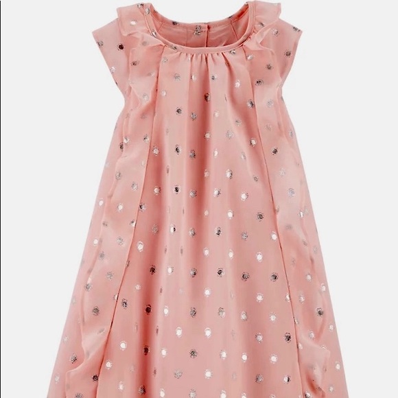 Toddler Girl OshKosh B'gosh Short Sleeve A-Line Foiled Dot Chiffon Dress - Picture 3 of 12
